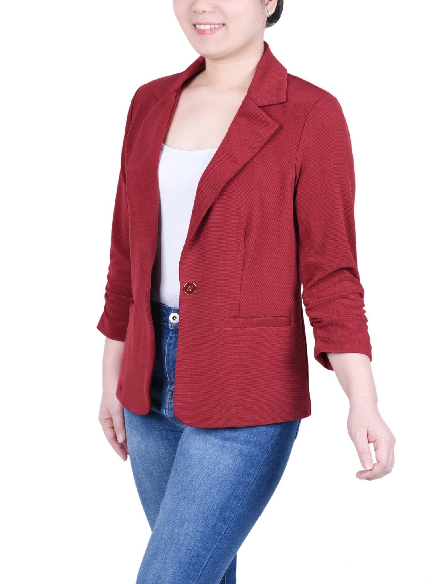 Black Long Sleeve Scuba Crepe Jacket Product Image