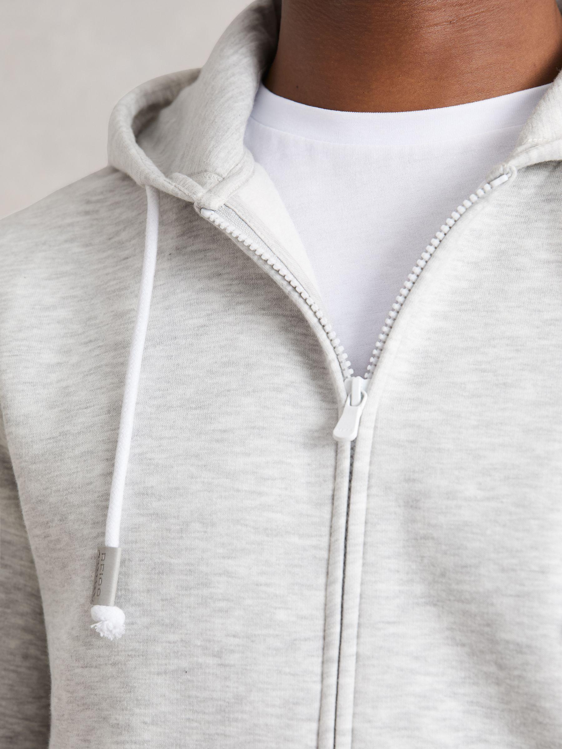 Cotton-Blend Zip-Through Hoodie in Grey Product Image