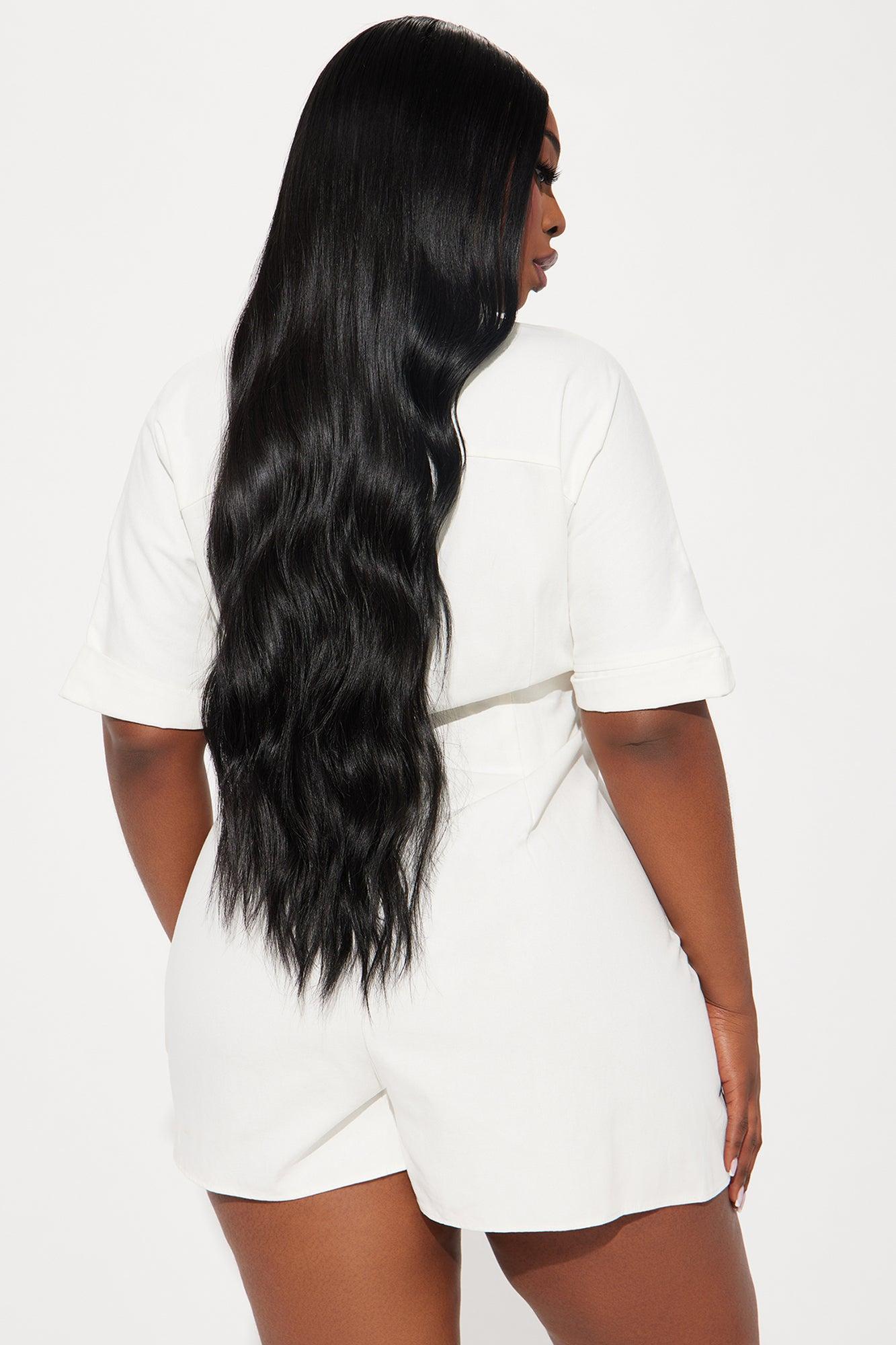 Press The Facts Romper - Ivory Product Image