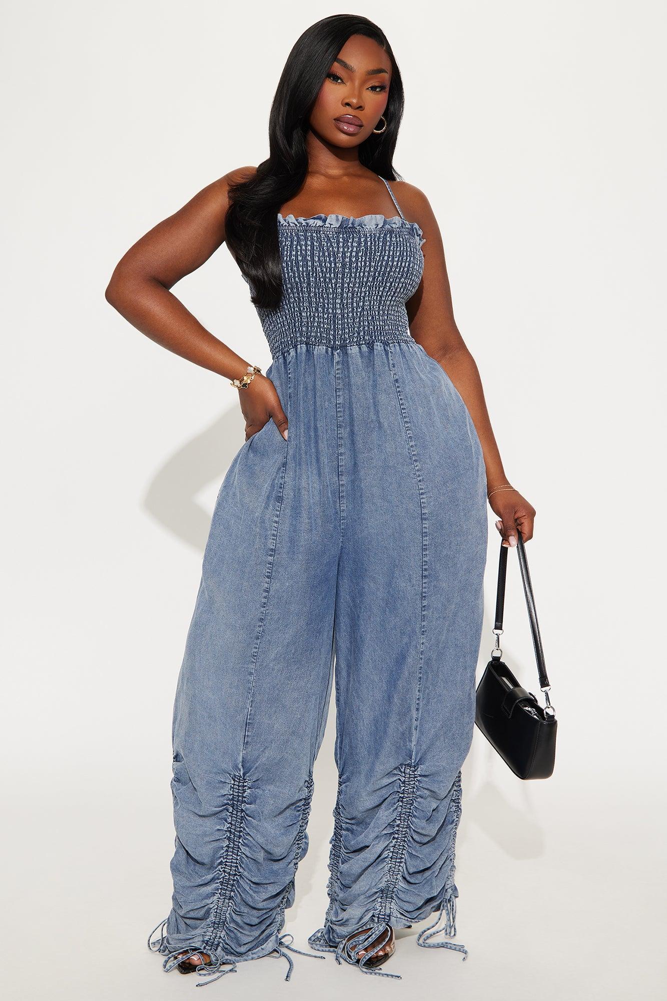 Vera Chambray Jumpsuit - Medium Wash Product Image