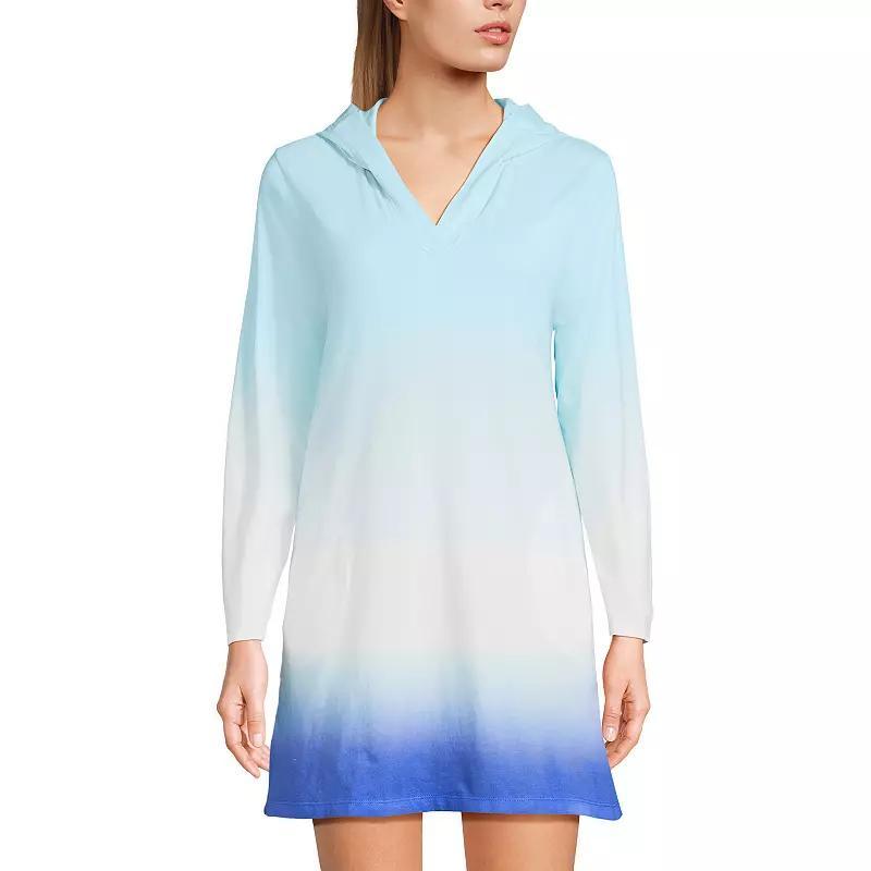 Womens Lands End Cotton Jersey Hooded Cover-up Dress Product Image