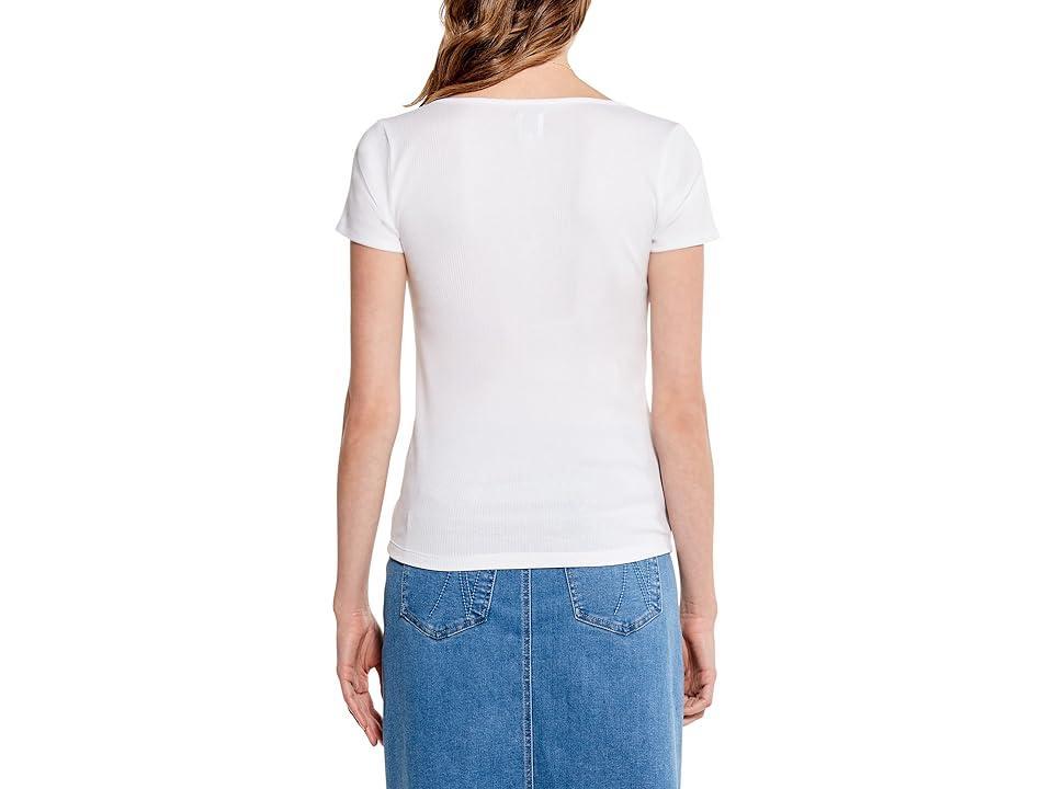 NIC+ZOE Drapey Rib Scrunch Tee (Paper ) Women's T Shirt Product Image