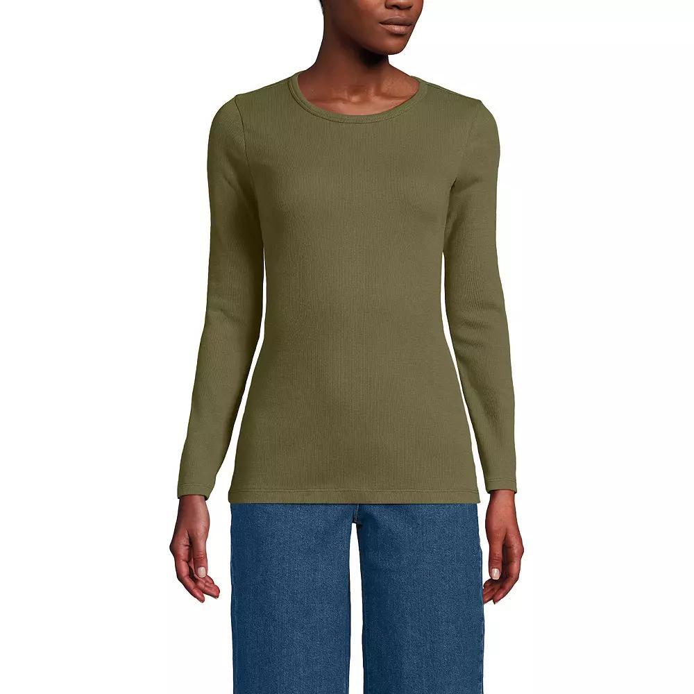 Women's Tall Lands' End Long Sleeve Micro Rib Tee,  Product Image