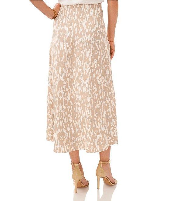Vince Camuto Spotted Print Luxe Crepe De Chine Pull-On A-Line Midi Skirt Product Image