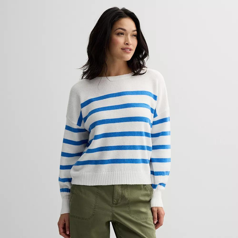 Women's Sonoma Goods For Life® Balloon Sleeve Sweater, Size: Small, Ivory Cerulean Stripe Product Image