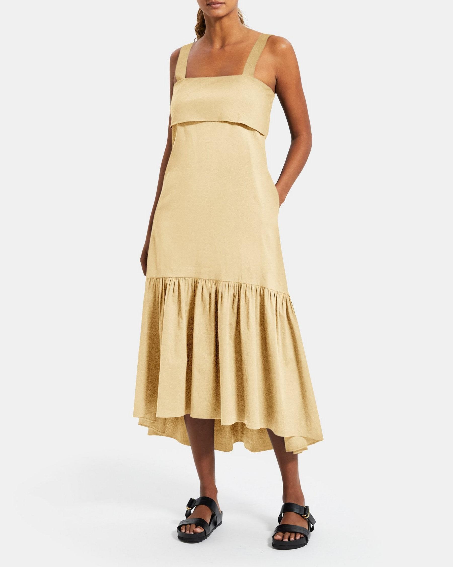 Tie-Back Dress in Stretch Linen Product Image