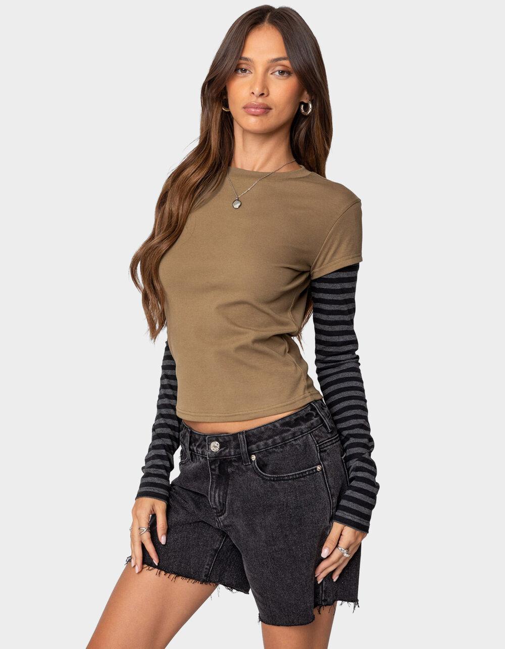 EDIKTED Eliana Layered Long Sleeve Tee Product Image