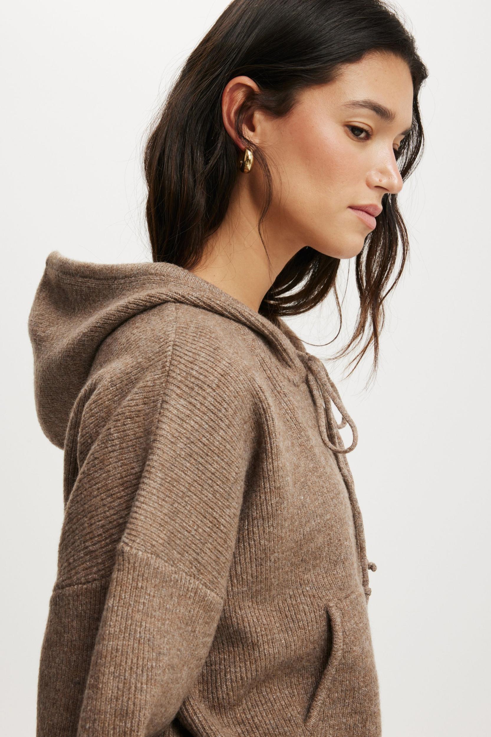 Luxe Cropped Knit Hoodie Product Image