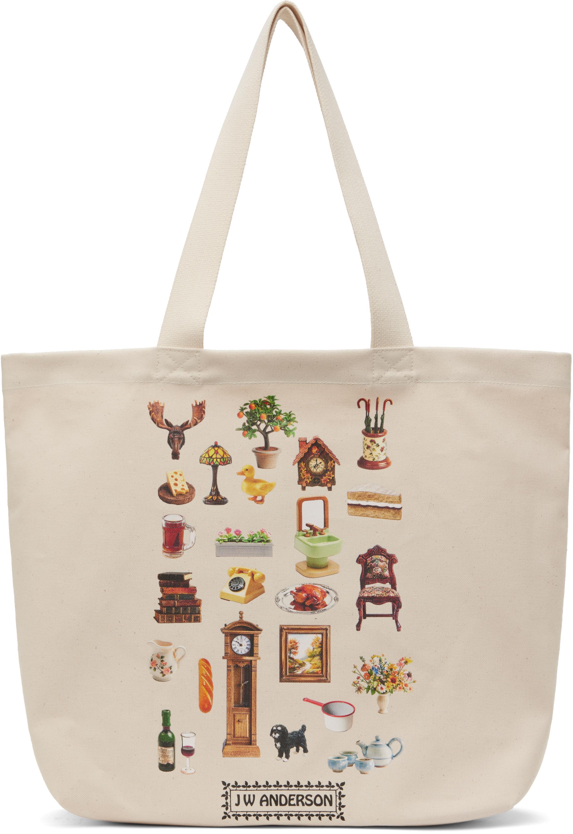 JW ANDERSON Diorama Furniture Printed Tote Bag In Natural Product Image