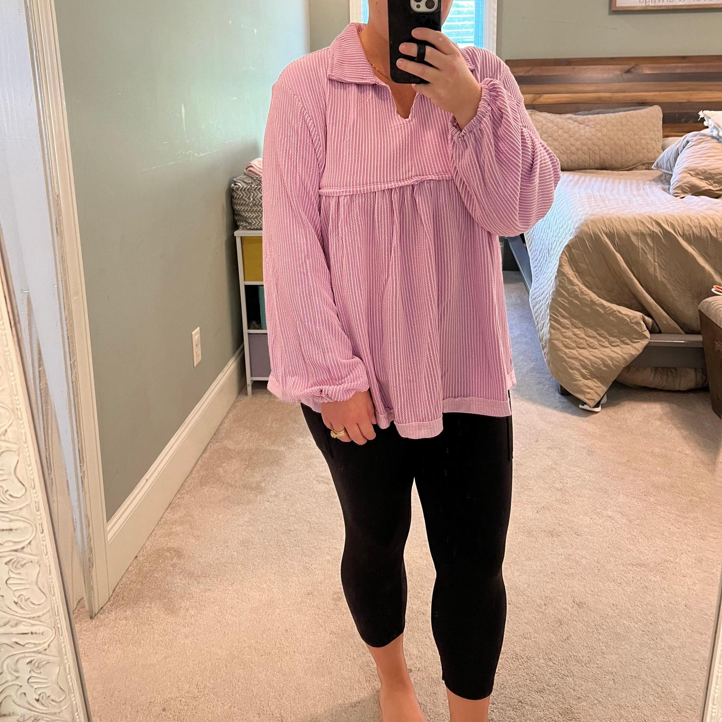 Pink Corded Bubble Sleeve Top Product Image