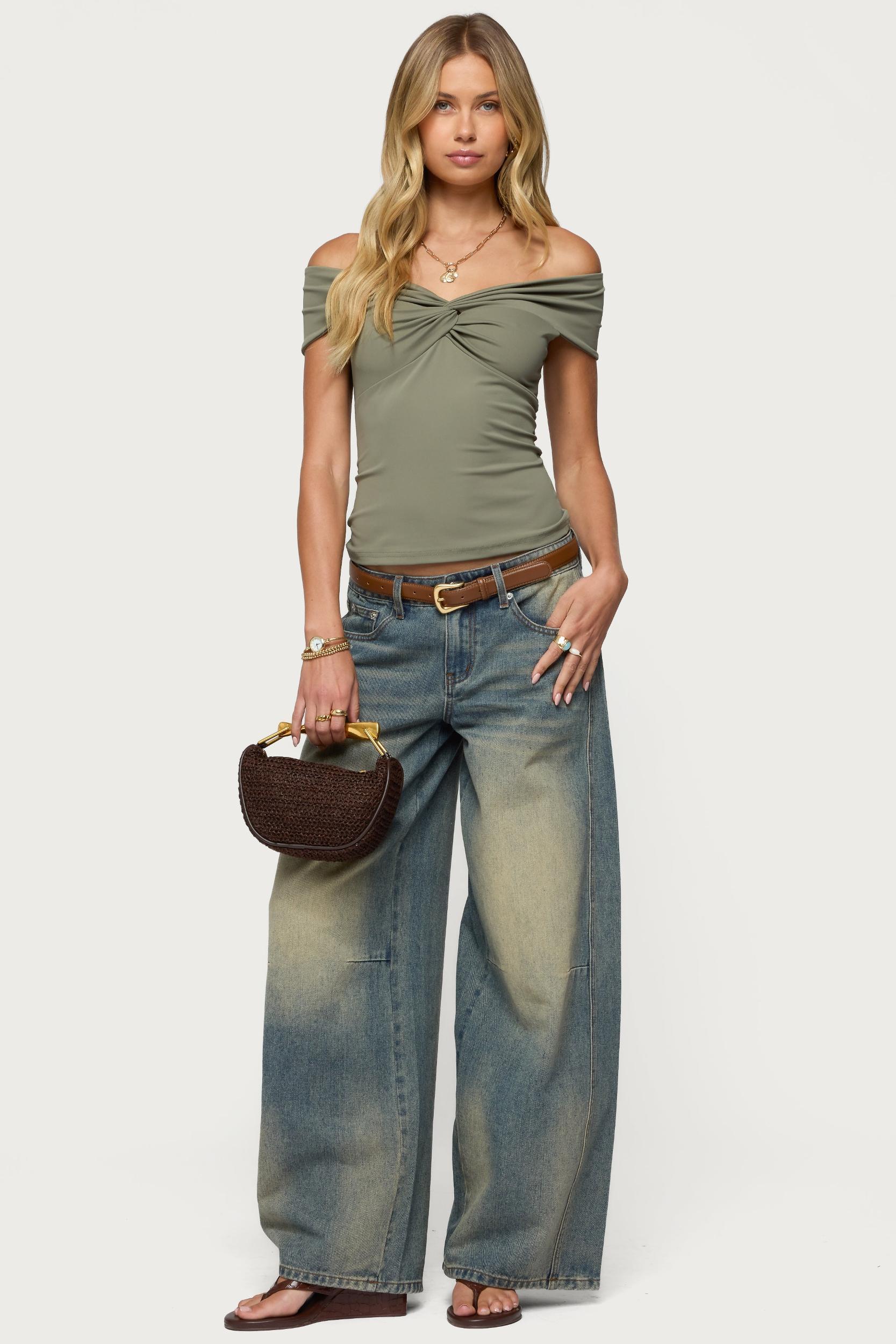 Twisted Front Off Shoulder Top Product Image