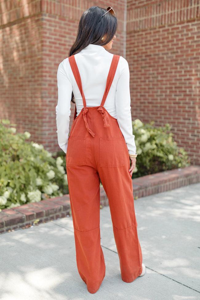 Can't Replace You Rust Button Front Wide Leg Overalls FINAL SALE Product Image