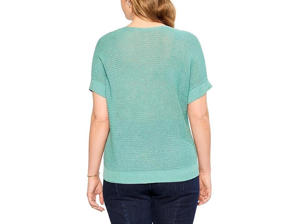 NIC+ZOE Plus Size Easy Sleeve Summer Sweater (Hazy Aqua) Women's Clothing Product Image