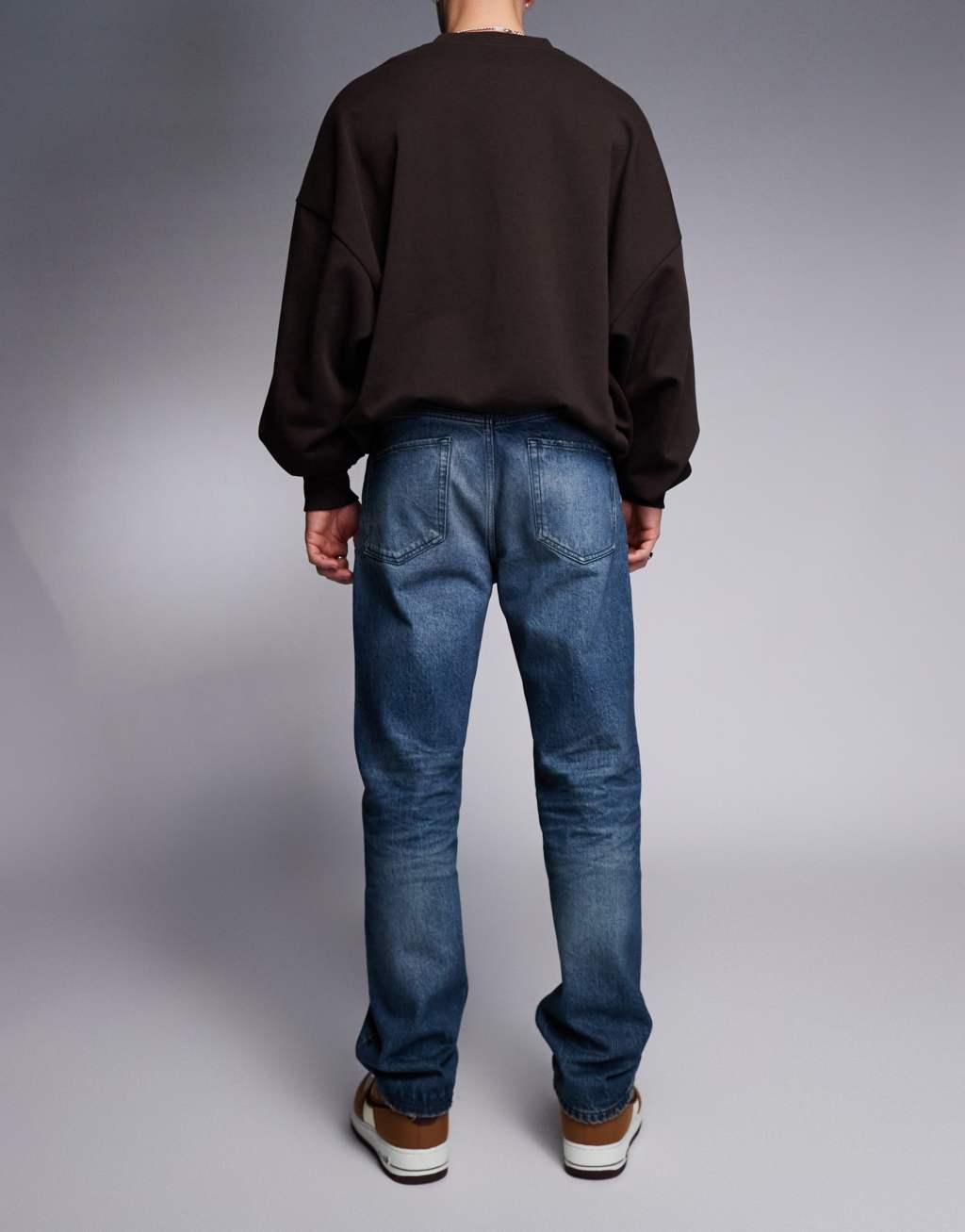 HUGO Red 640 straight fit jeans in washed dark blue Product Image