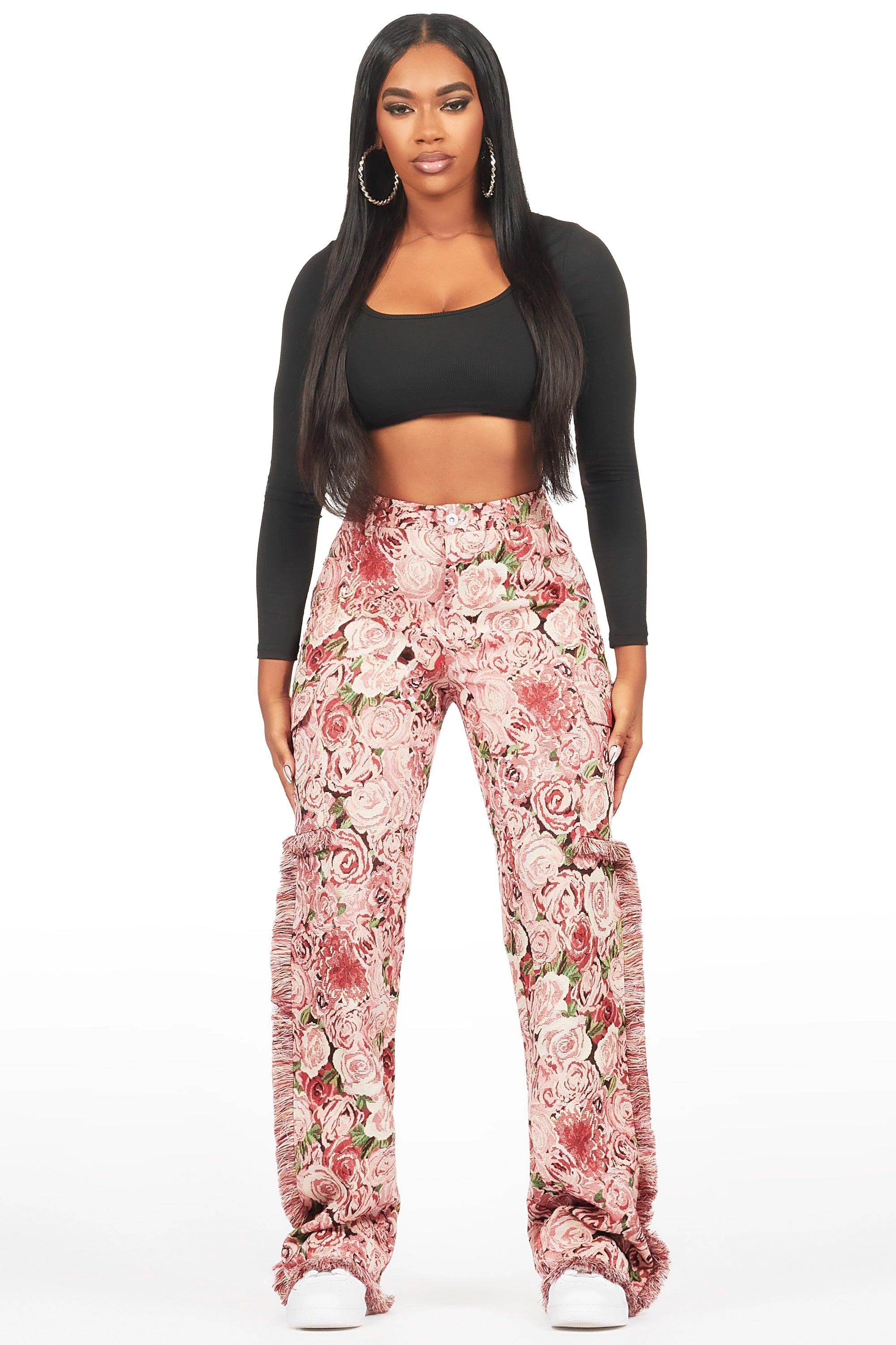 Darresha Pink Floral Tapestry Stacked Pant Female Product Image