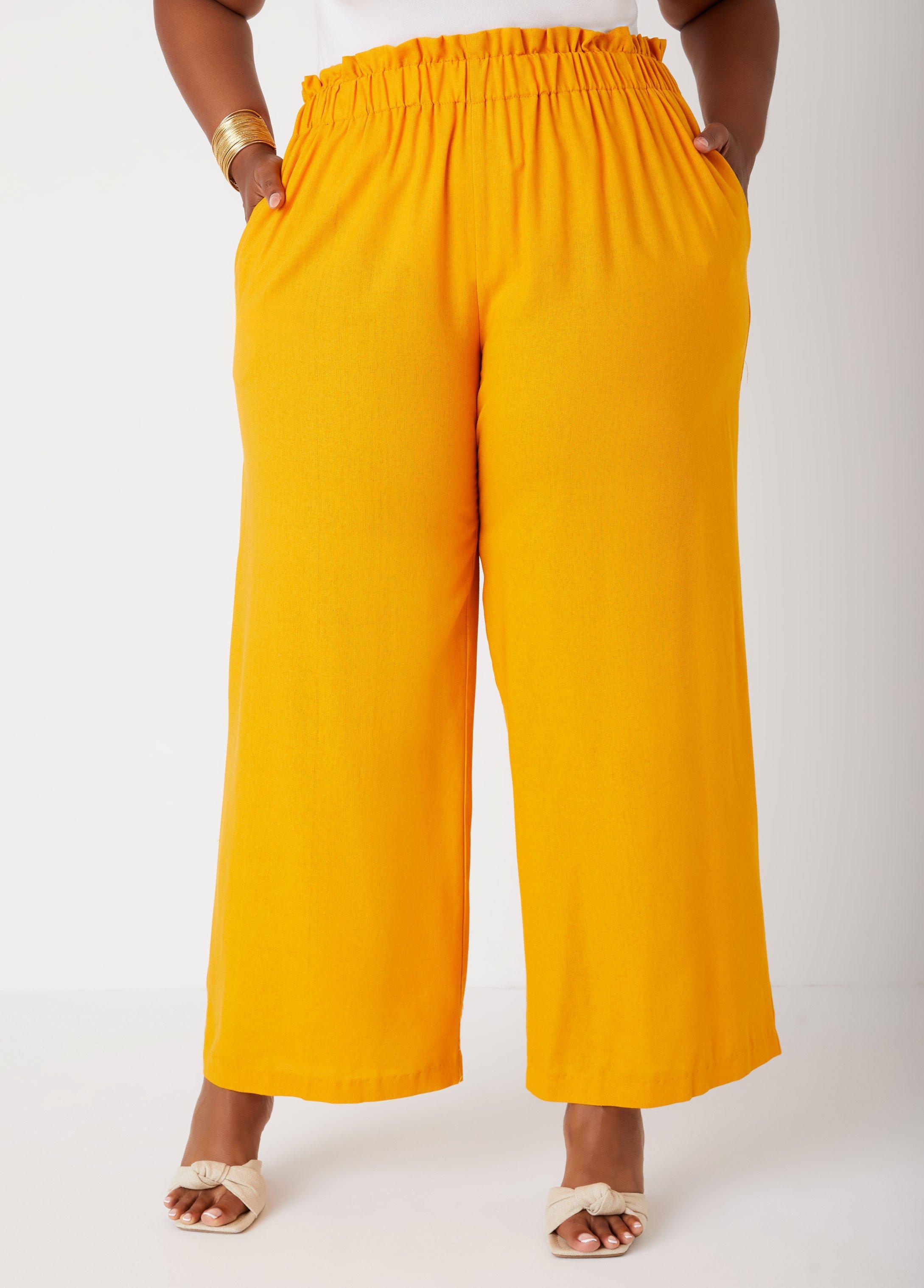 Gathered Linen Blend Pants Product Image