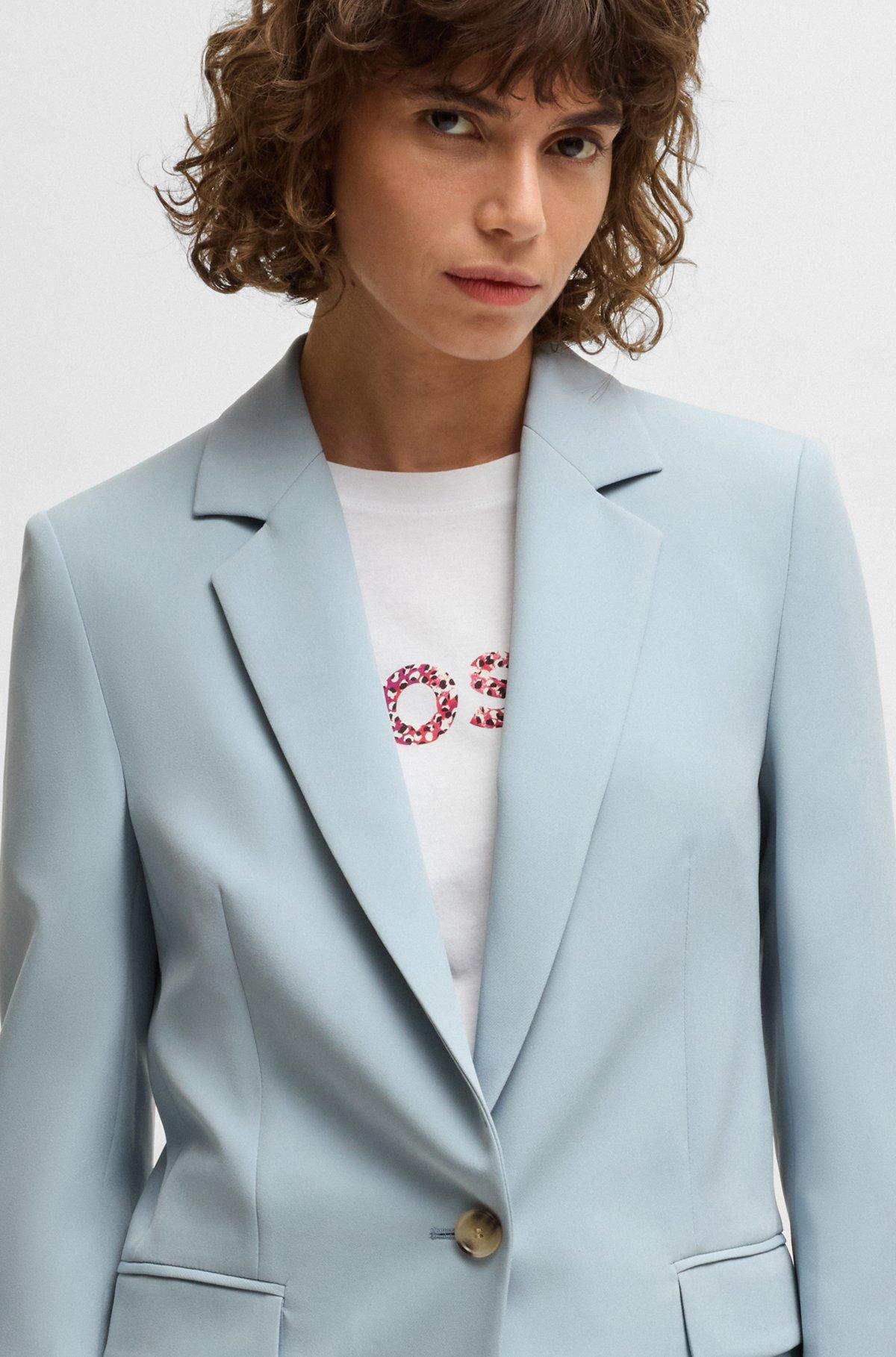 BOSS - Fitted blazer in stretch fabric - Blue Product Image