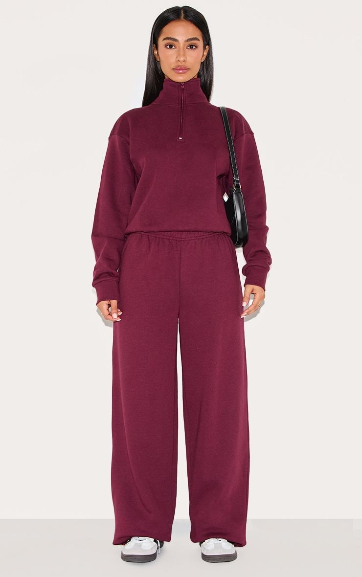 Petite Burgundy Quarter Zip Sweatshirt Product Image