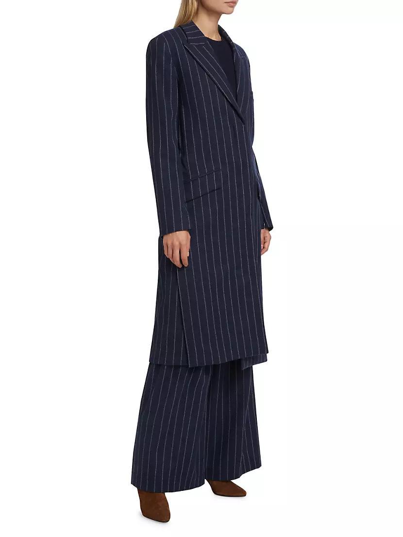 Cash Pinstriped Stretch-Wool Coat Product Image