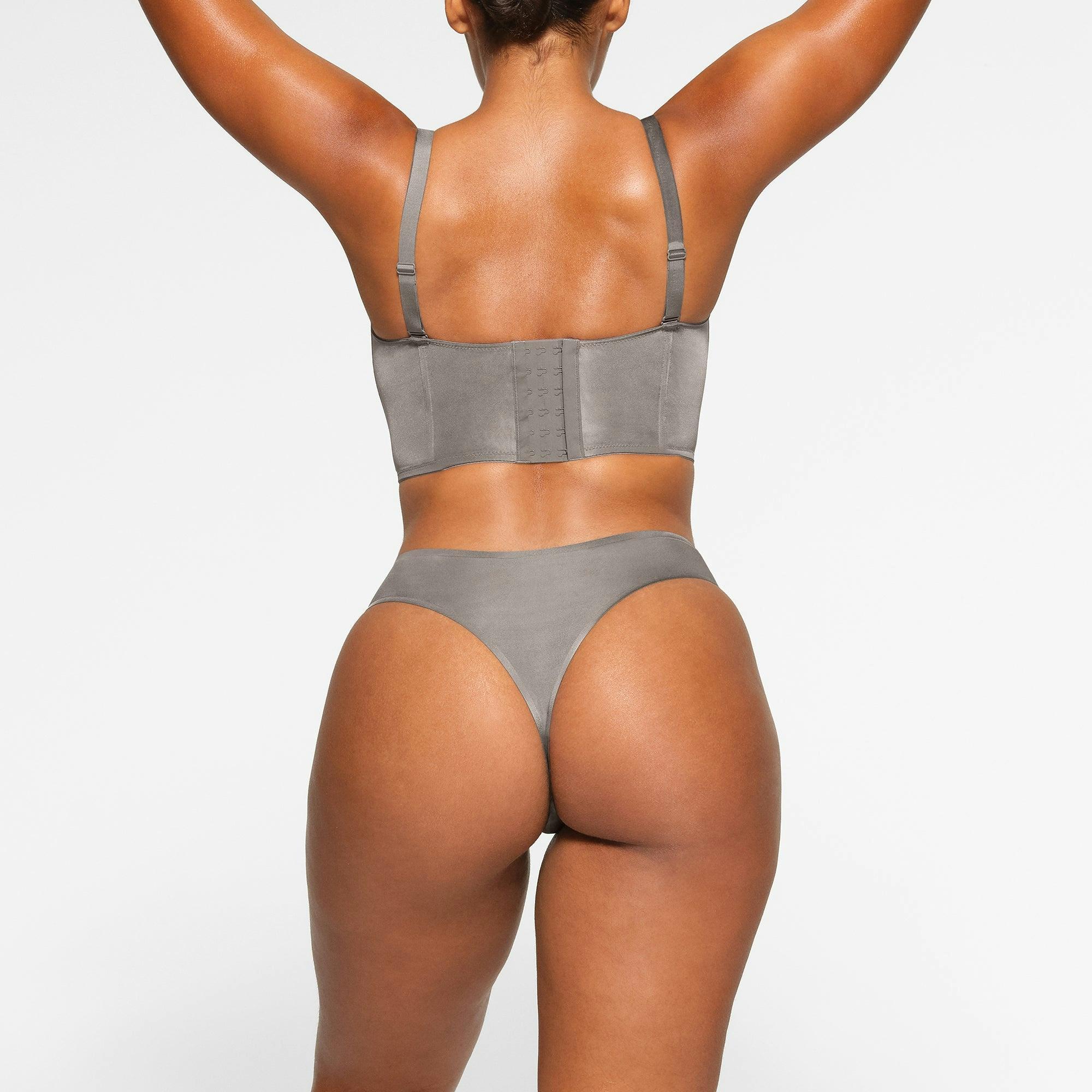 SKIMS LOGO SHINE BALCONETTE CORSET BRA | GREY CHALK Product Image