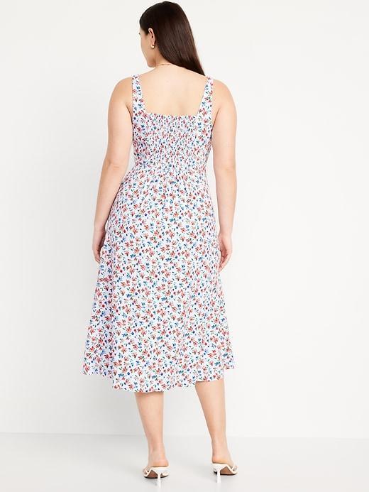 Fit &amp; Flare Linen-Blend Midi Dress Product Image