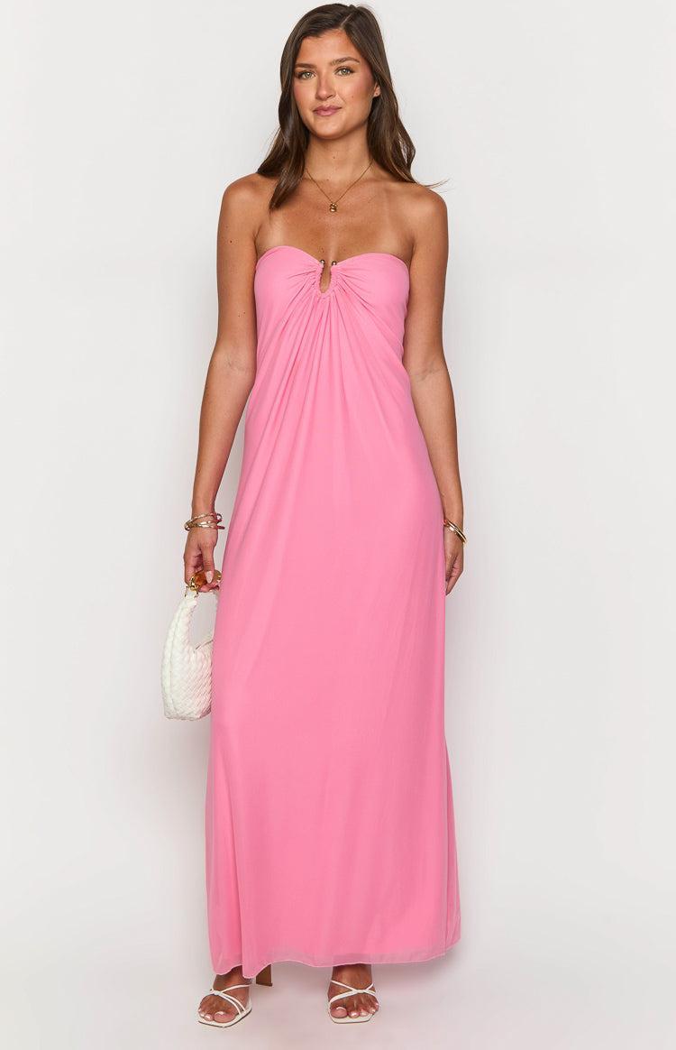 Brynner Pink Strapless Maxi Dress Product Image