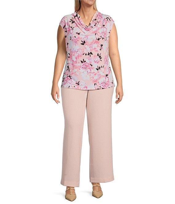 Kasper Plus Size Melange Crepe Pull On Straight Leg Trouser Product Image