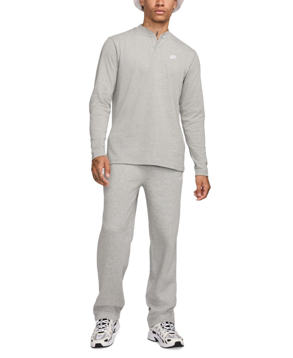 Men's Nike Club Fleece Long Sleeve Henley, Size: XL, Dark Gray Grey Product Image