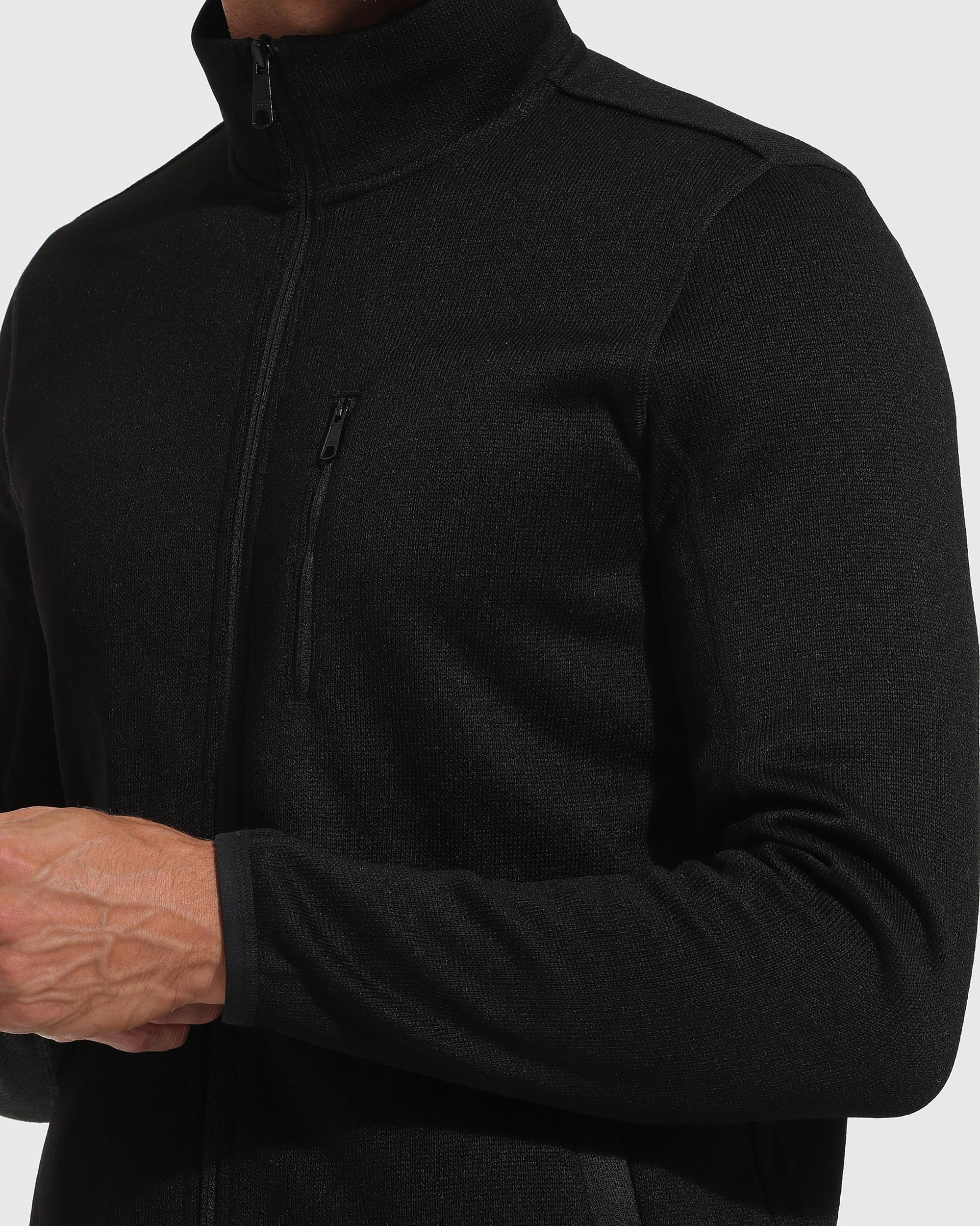 Black Sweater Fleece Jacket Product Image