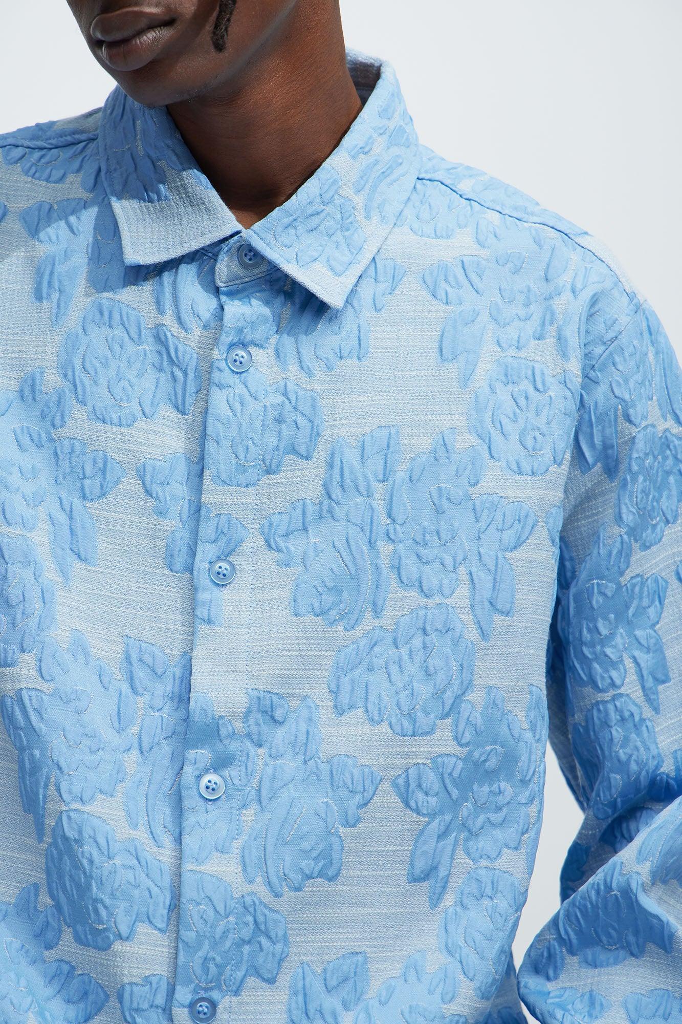 Bartlett Jacquard Long Sleeve Shirt - Blue Product Image