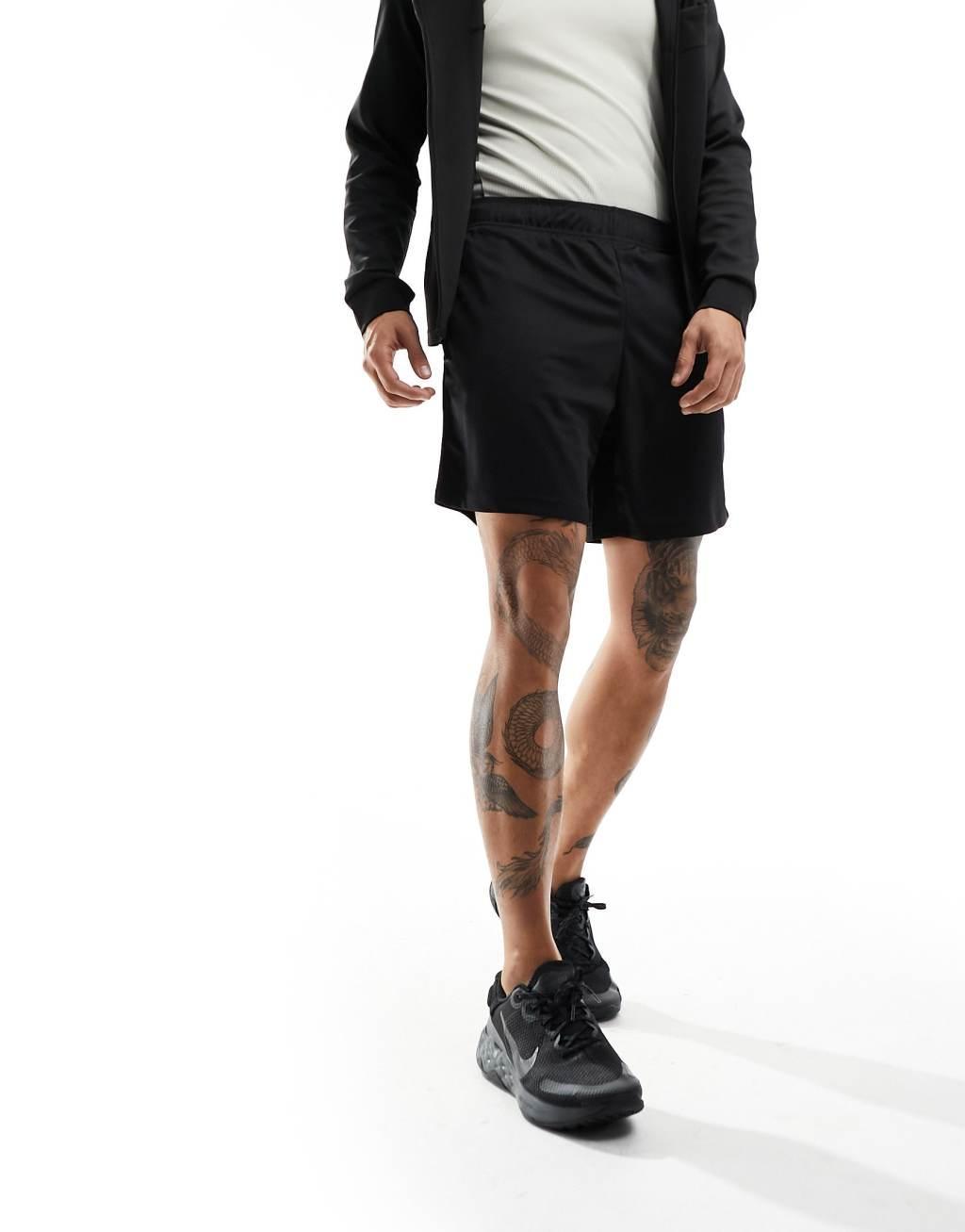 ASOS 4505 longline 10 inch shorts in mesh fabric in black Product Image