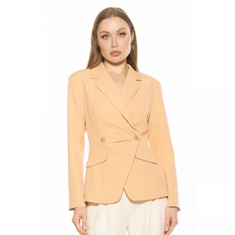 Womens ALEXIA ADMOR Tansy Draped Soft Structured Single Button Blazer Brown Product Image