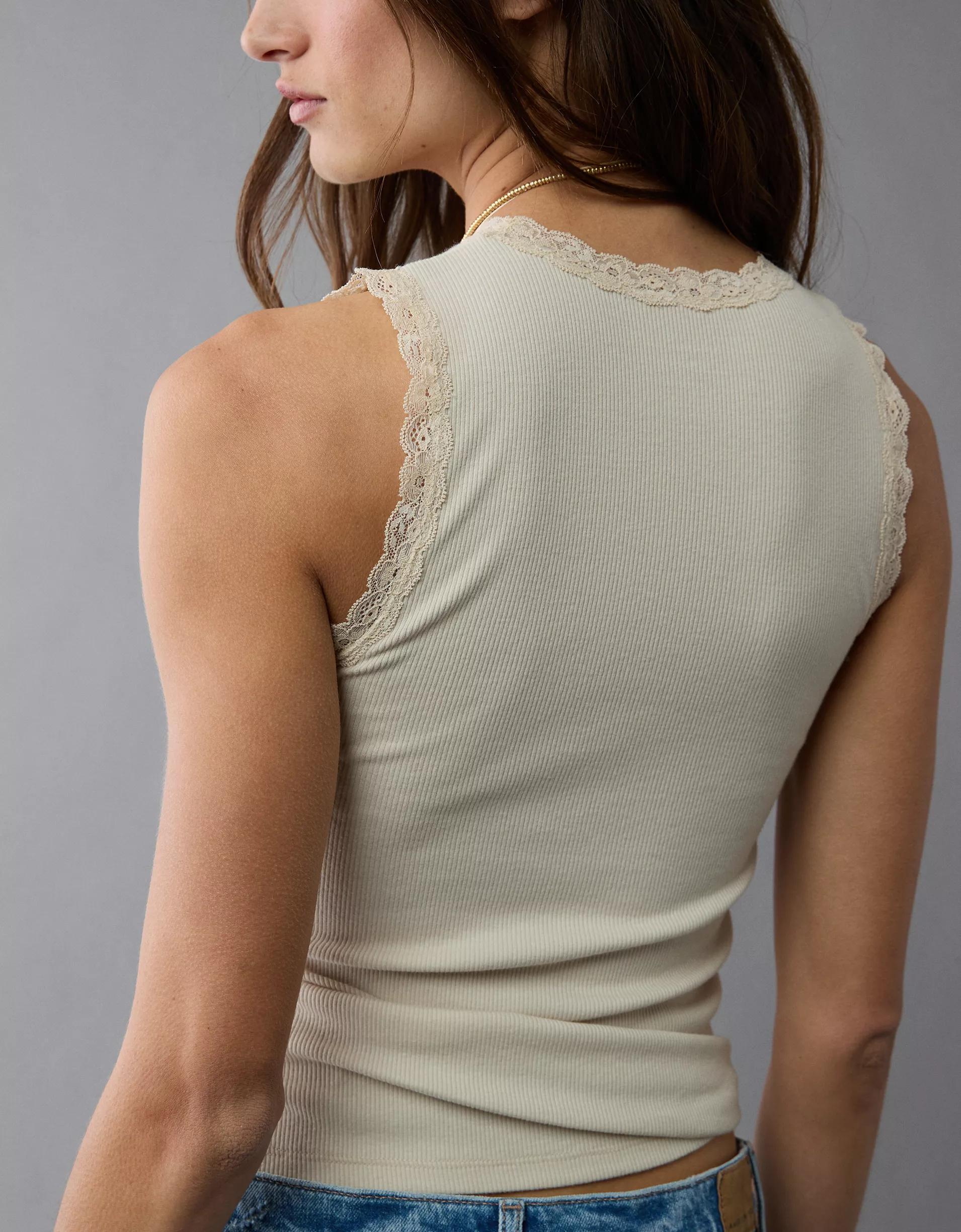 AE Graphic Lace Trim Tank Top Product Image