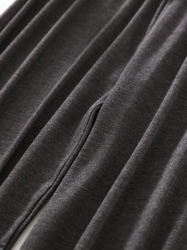 High Waisted Loose Drawstring Elasticity Solid Color Casual Pants Bottoms Trousers Product Image