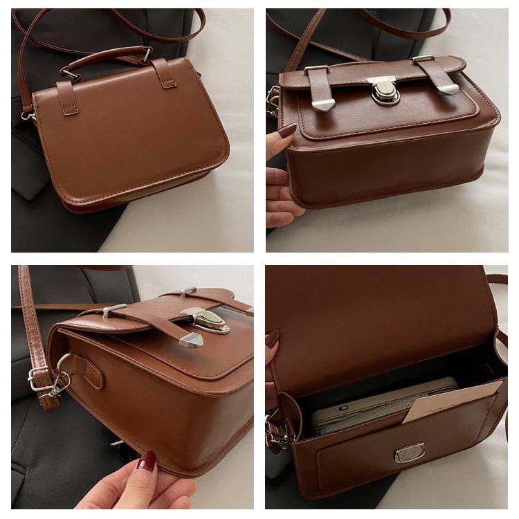 Faux Leather Crossbody Satchel Product Image