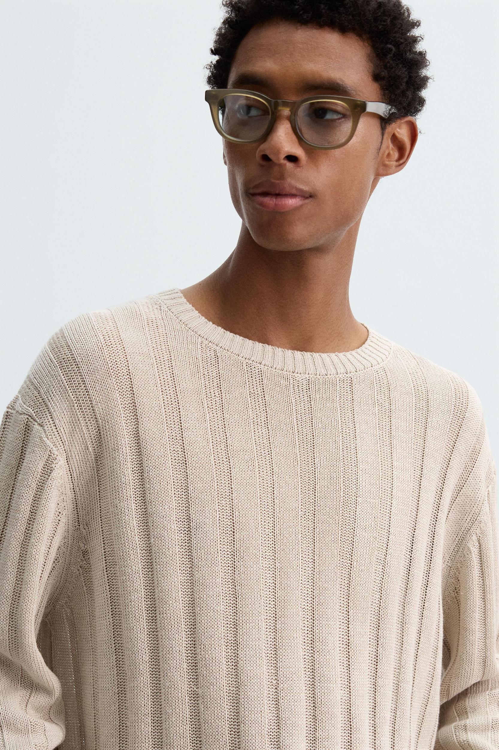 100% LINEN RIBBED SWEATER Product Image