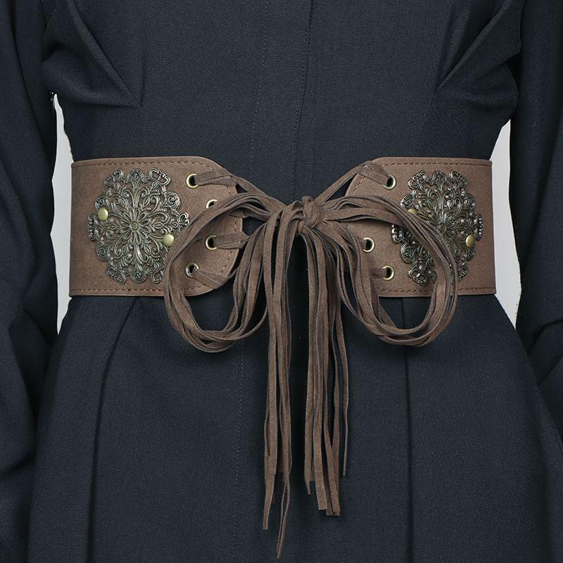 Metal Accent Lace-Up Waist Belt Product Image