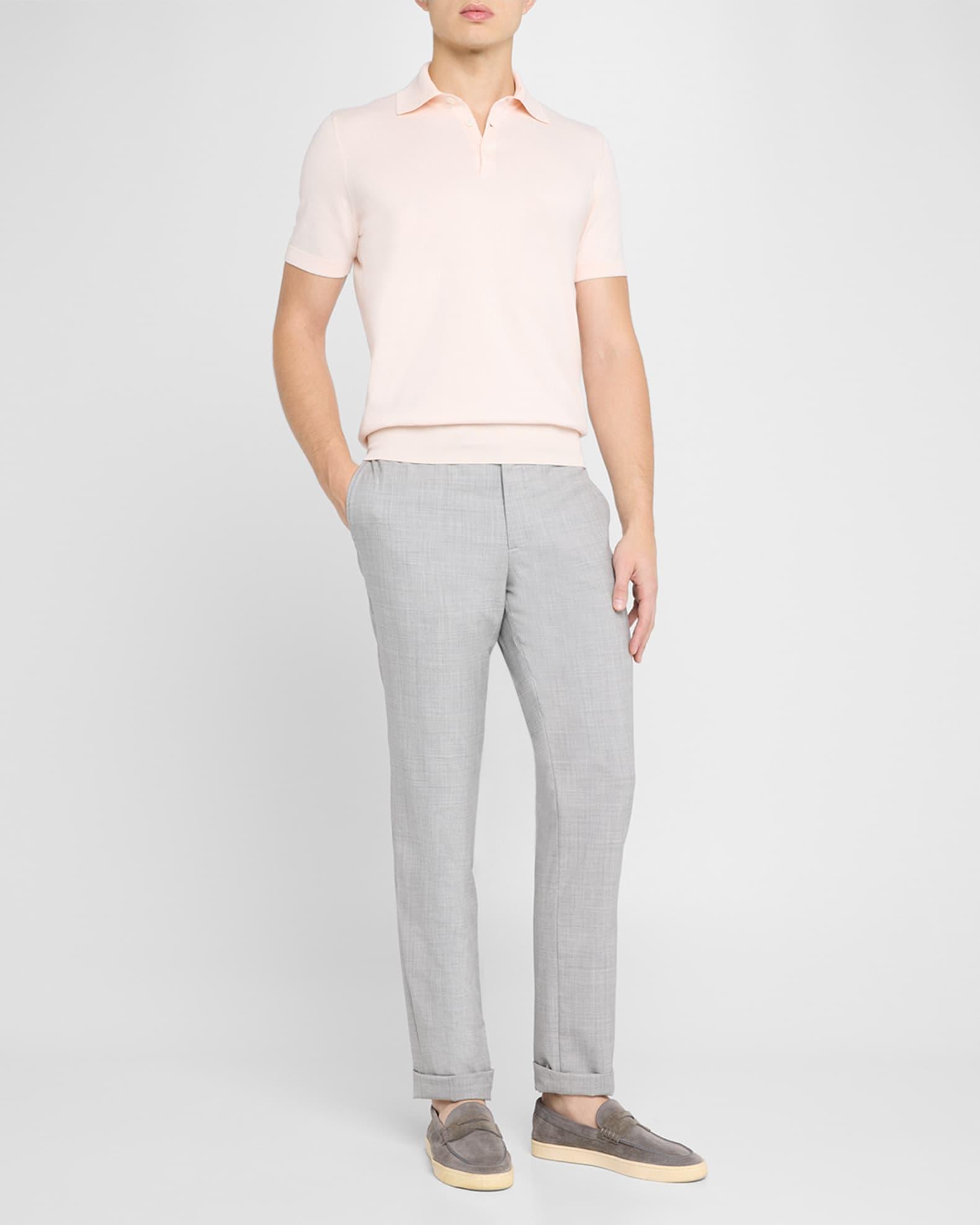 Men's Cotton Short-Sleeve Polo Sweater Product Image