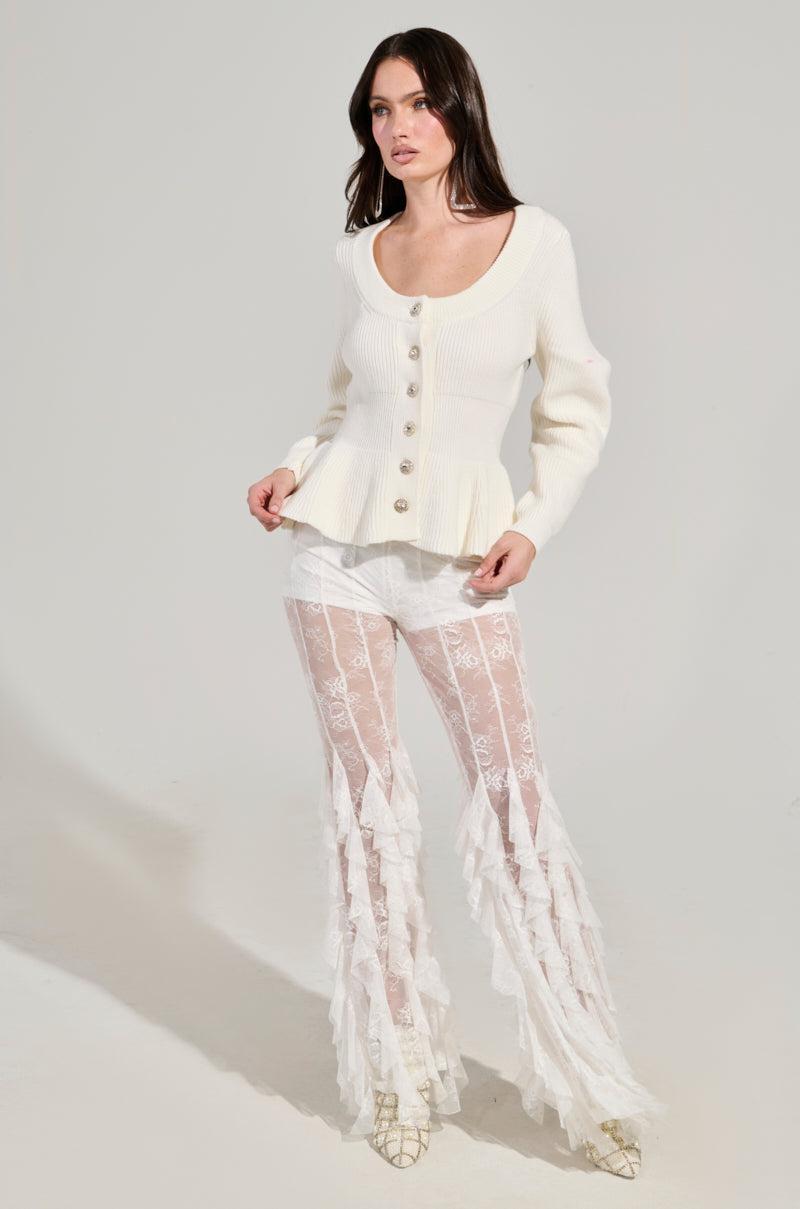 WORTH A MILLION PEPLUM SWEATER IN WHITE Product Image