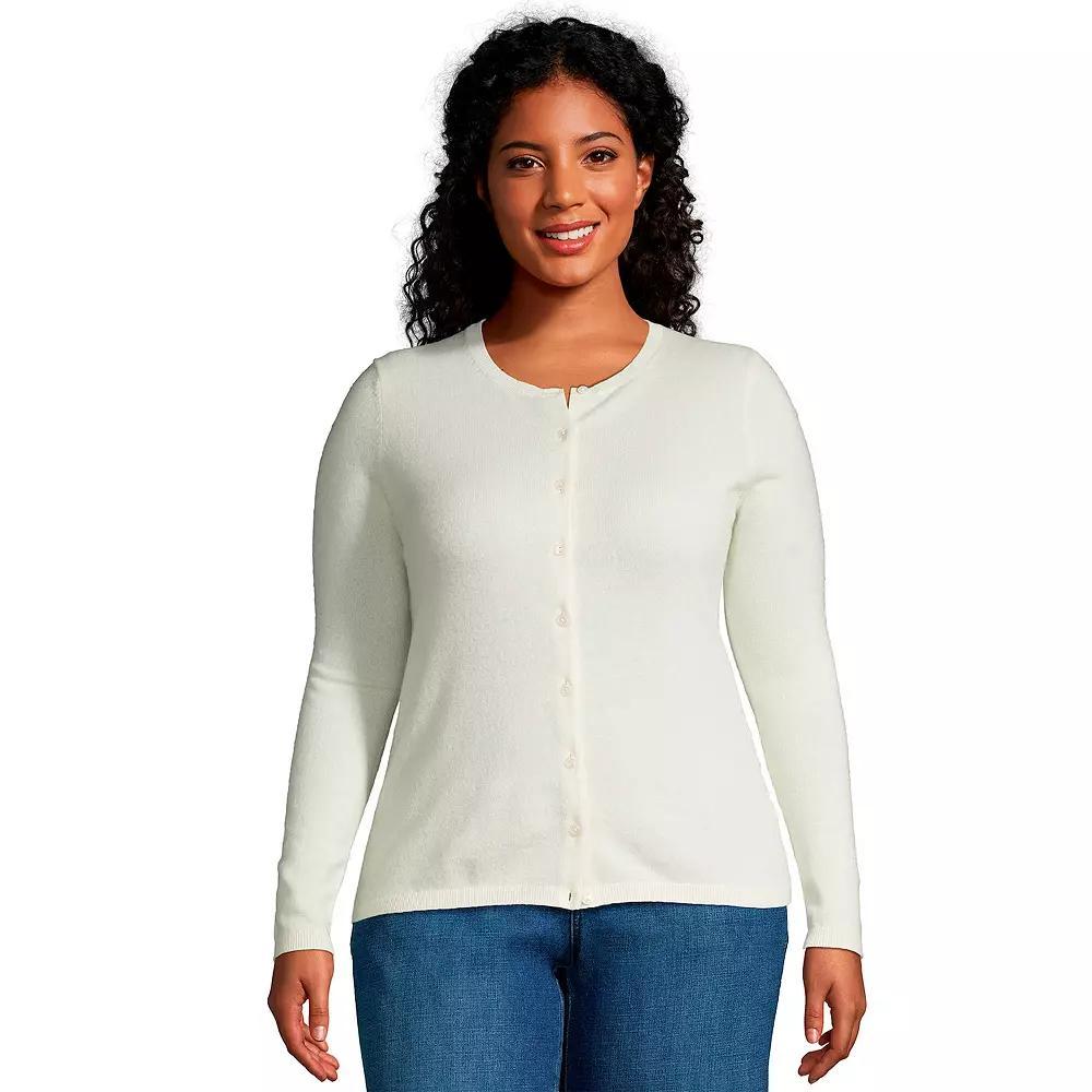 Plus Size Lands' End Classic Cashmere Cardigan Sweater, Women's, Size: 2XL, White Product Image