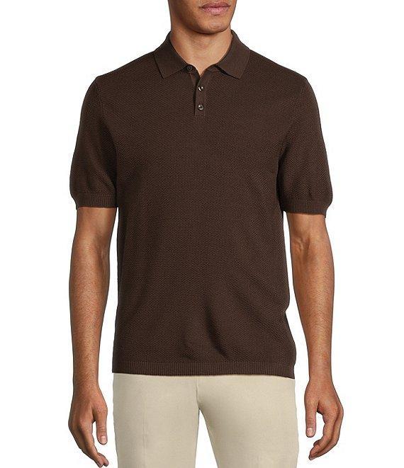 Murano Big & Tall Solid Textured Polo Short Sleeve Sweater Product Image