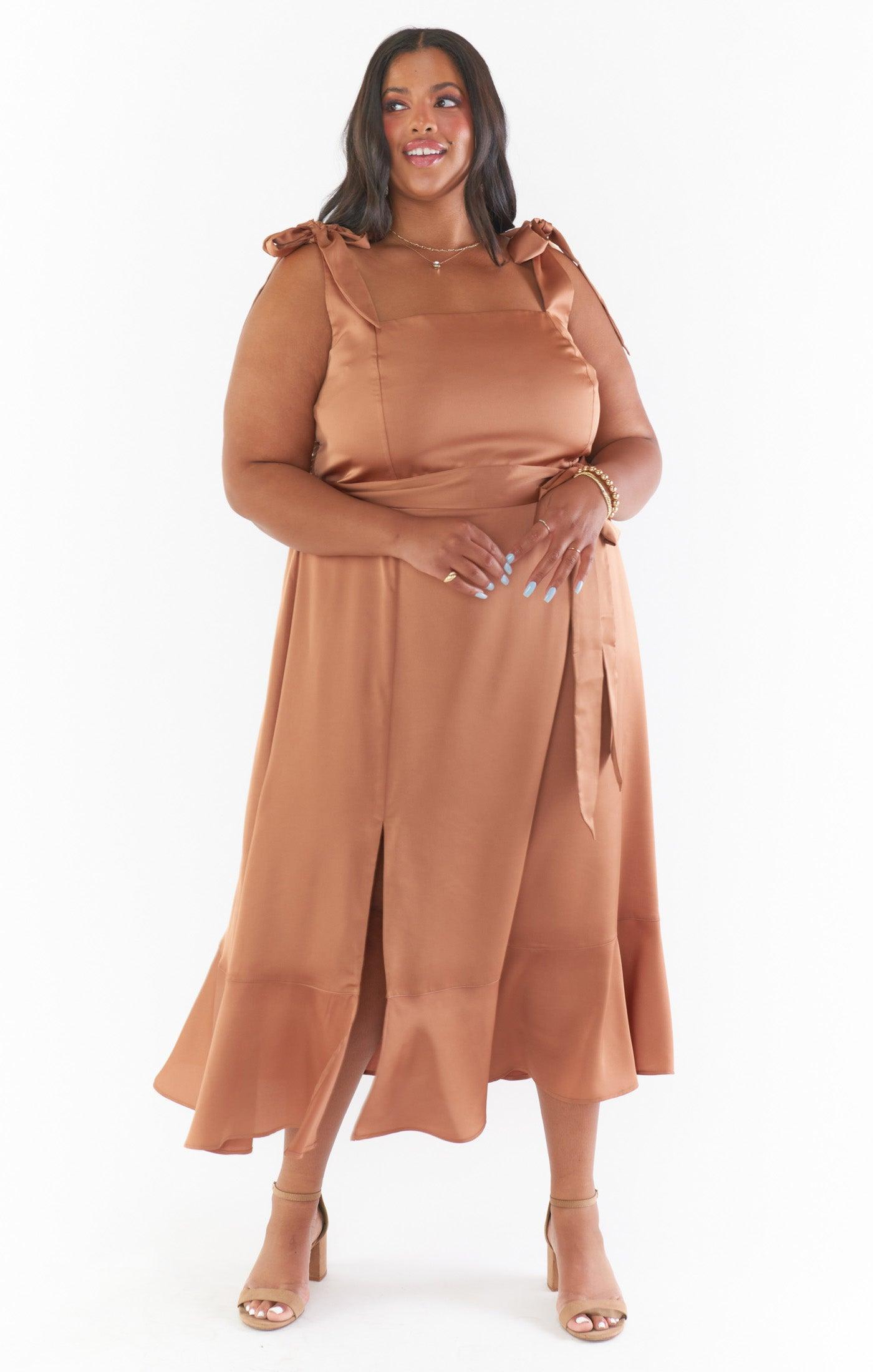 Claire Midi Dress ~ Copper Luxe Satin Product Image