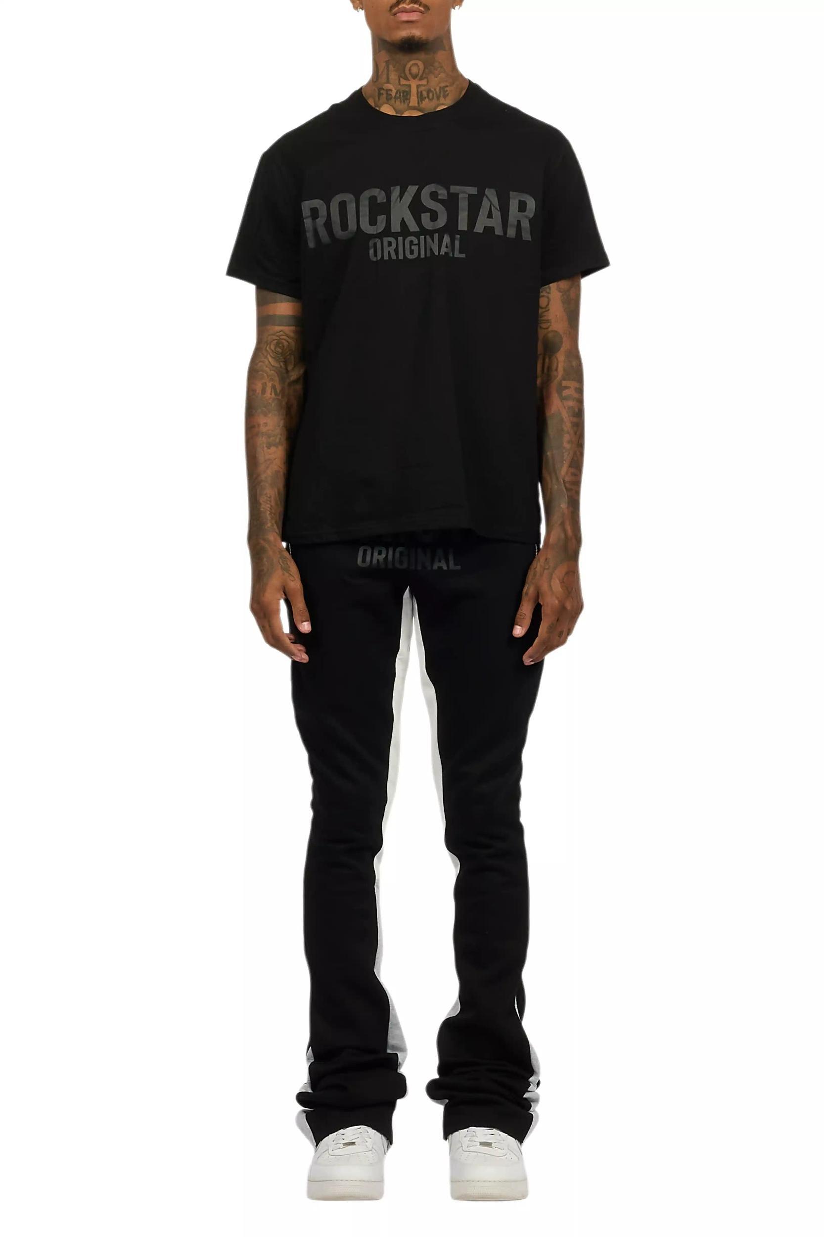 Sana Black T-Shirt/Stacked Track Pant Set Male Product Image