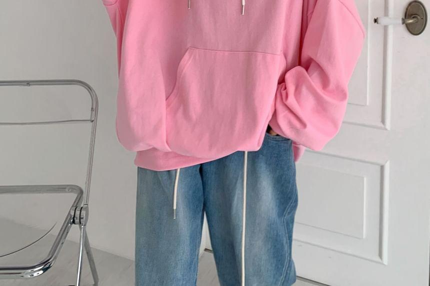 Plain Loose-Fit Hoodie Product Image