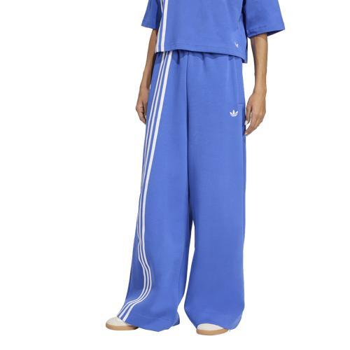 adidas Womens adidas Originals Off-Placed 3-Stripes Wide Pants - Womens Hi Res Blue Product Image