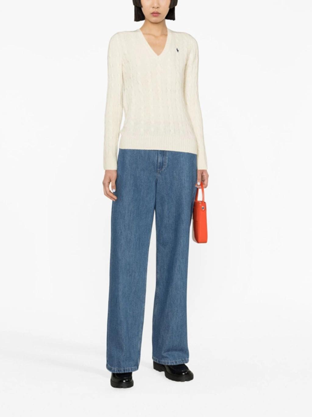 POLO RALPH LAUREN Kimberly Polo Pony Cable-knit Jumper In White Product Image