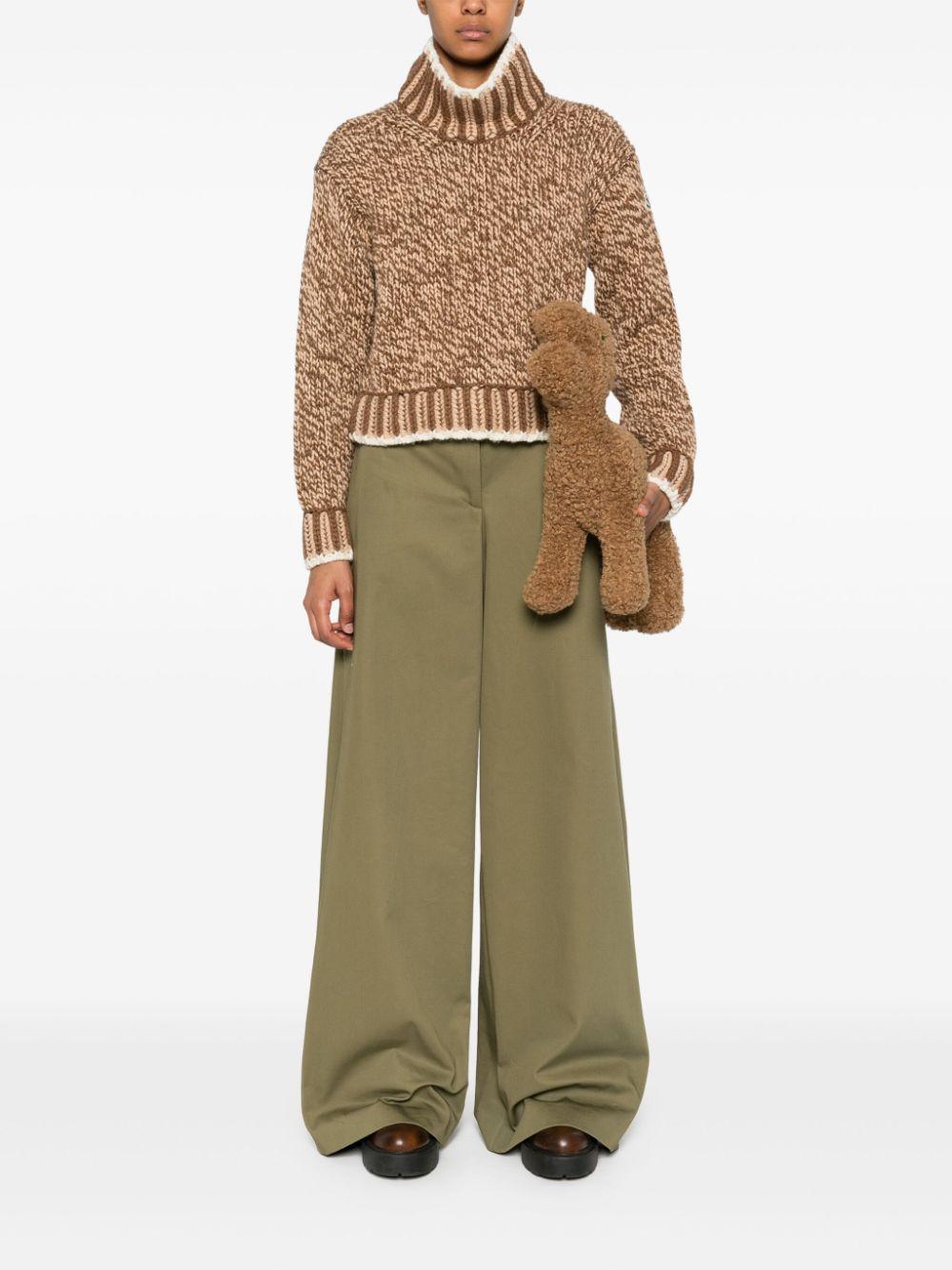 MONCLER Brown Wool Blend Turtleneck Sweater In Multicolor Product Image