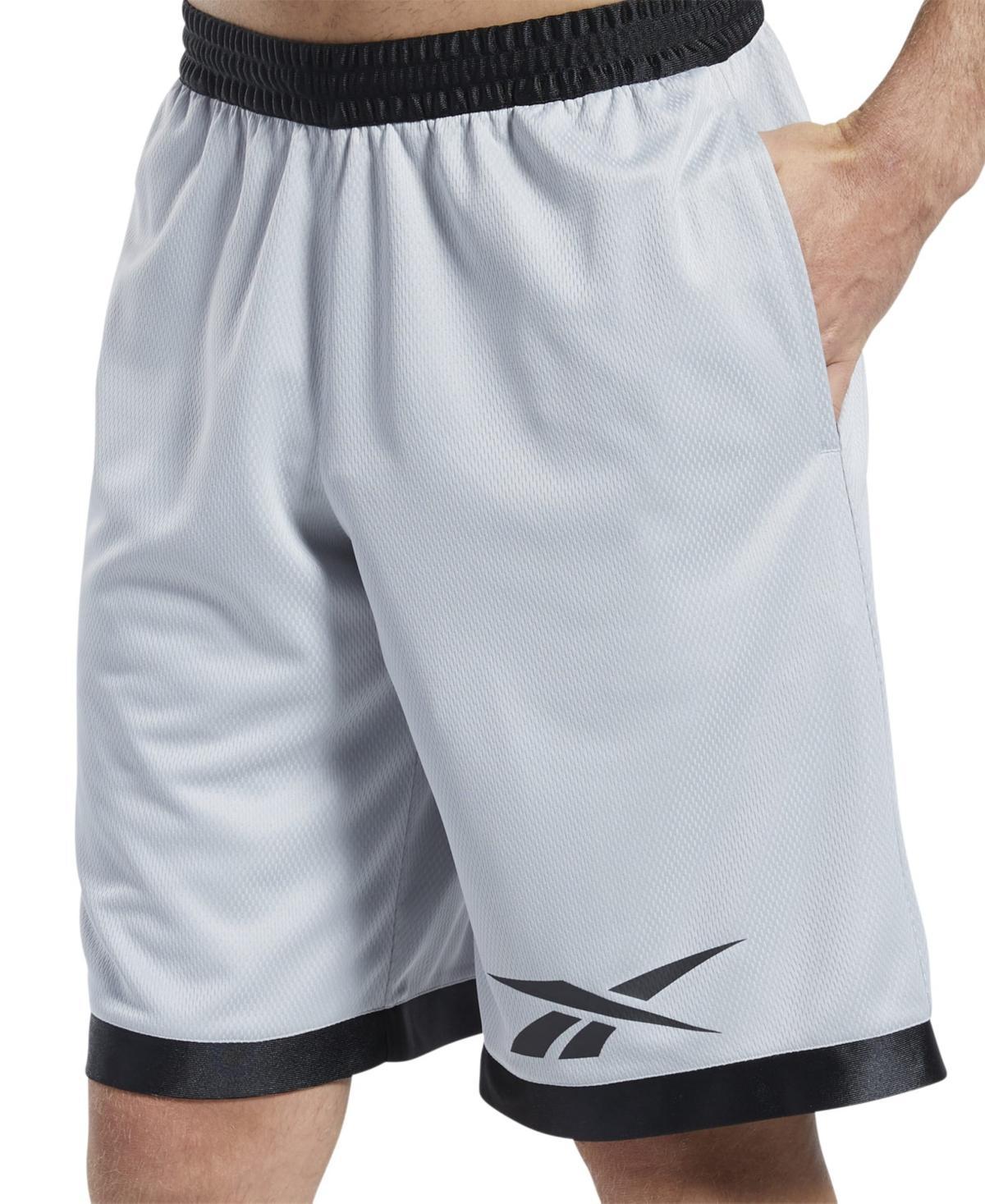 Reebok Mens Regular-Fit Logo-Print Mesh Basketball Shorts Product Image