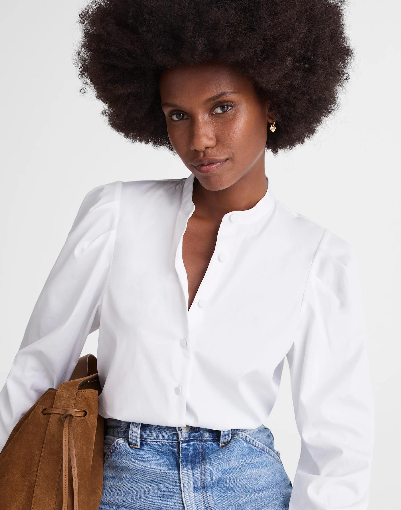 Puff-Sleeve Button-Up Shirt Product Image