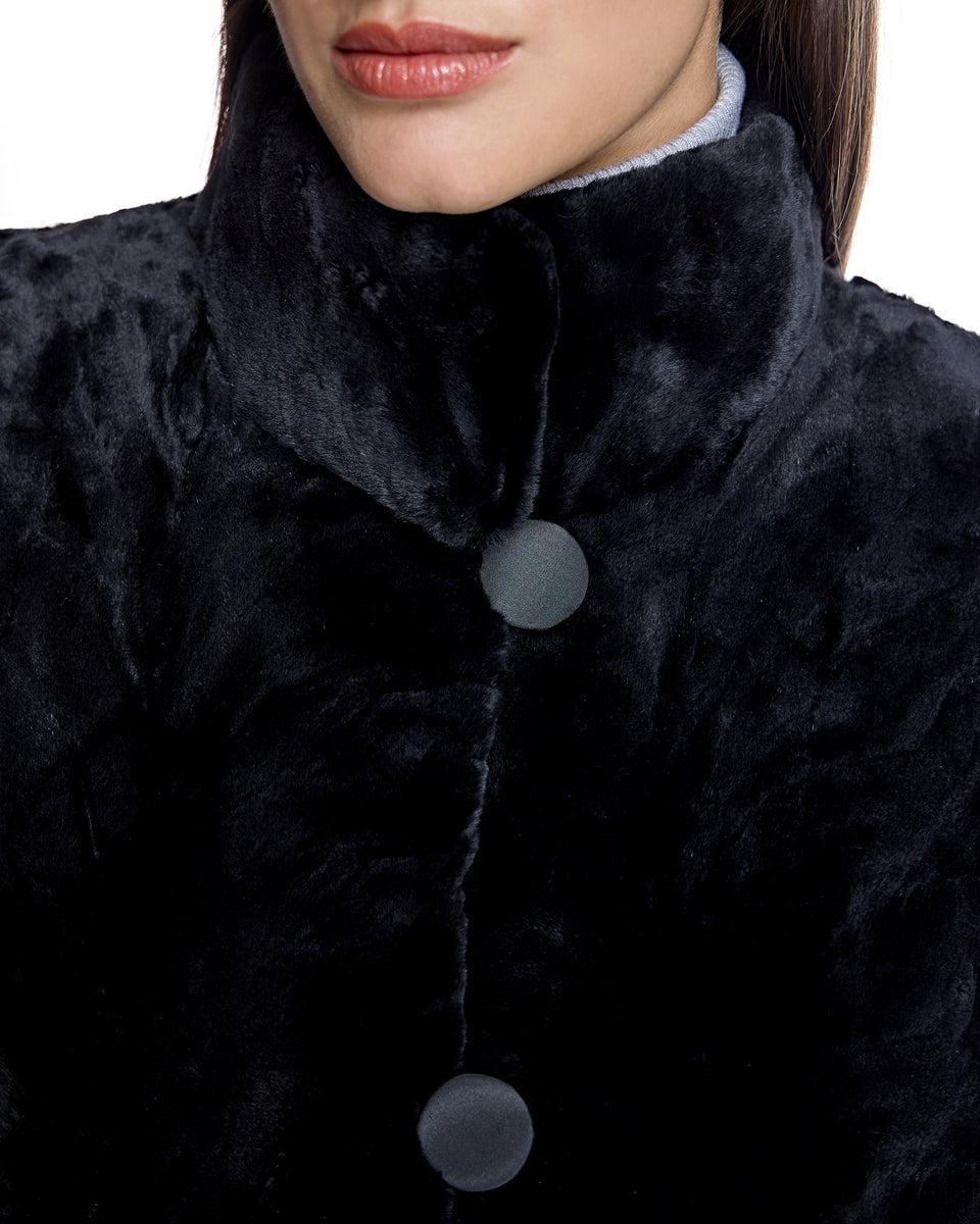 Reversible Sheared  Mink Sections Stroller with Long Hair Mink Trims Product Image